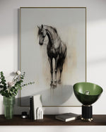 Cargar imagen en el visor de la galería, Cuadro Decorativo Abstracto Negro Arena 2 - 260 - Boceto de Caballo Negro Ate Moderno y Minimalista Estilo Nordico Tonos Neutros
