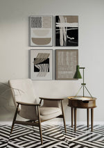 Cargar imagen en el visor de la galería, Set Cuadros Decorativos Abstracto Negro Arena 2 - 218 C - 4piezas Arte Moderno y Minimalista Estilo Boho Nordico Tonos Neutros
