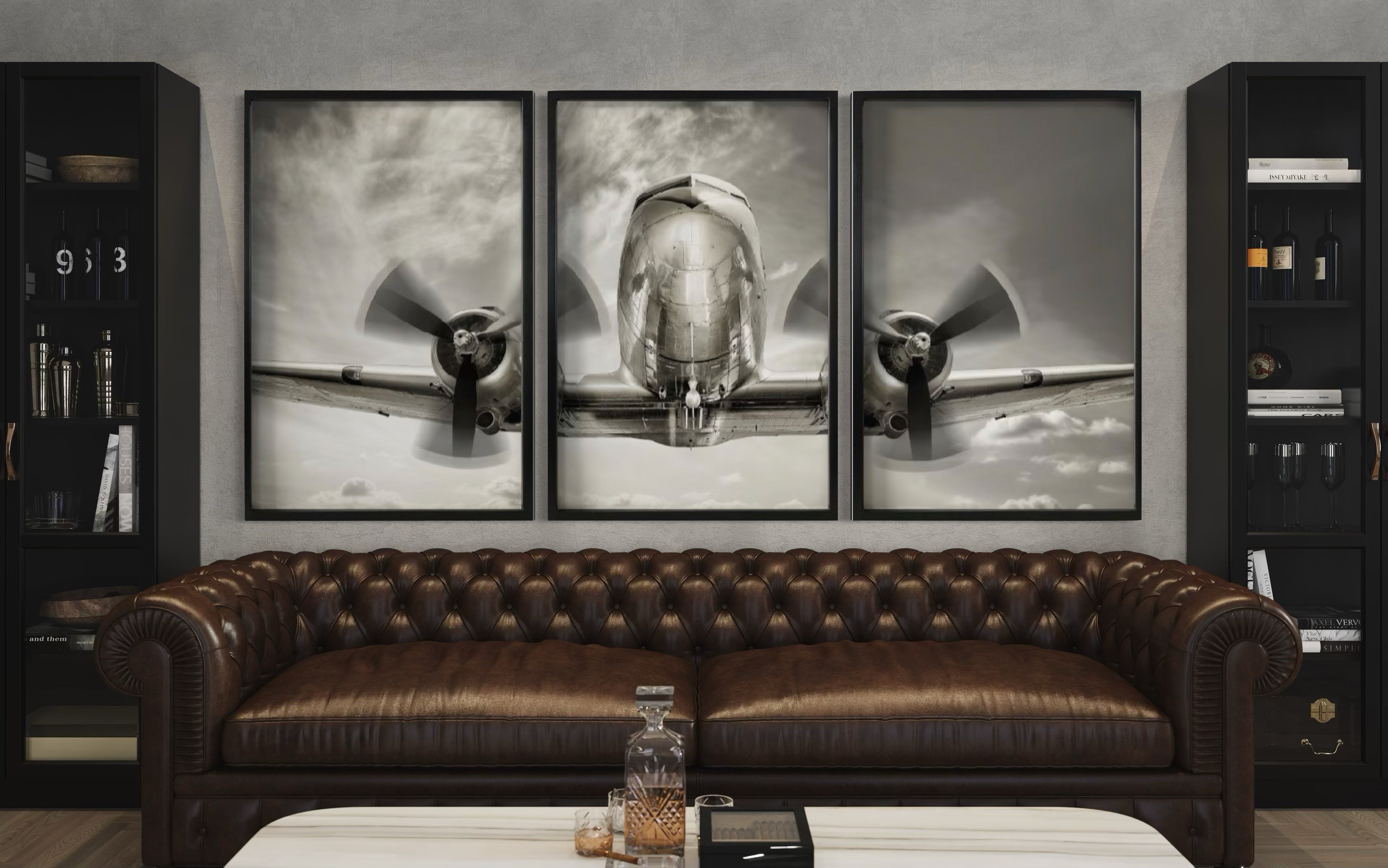 Set de 3 Cuadros Decorativos Vehículos 023 - Avión