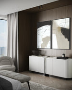 Cargar imagen en el visor de la galería, Set Cuadros Decorativos Abstracto Negro Arena  2 - 243 - Diptico Moderno Estilo Nordico Tonos Neutros
