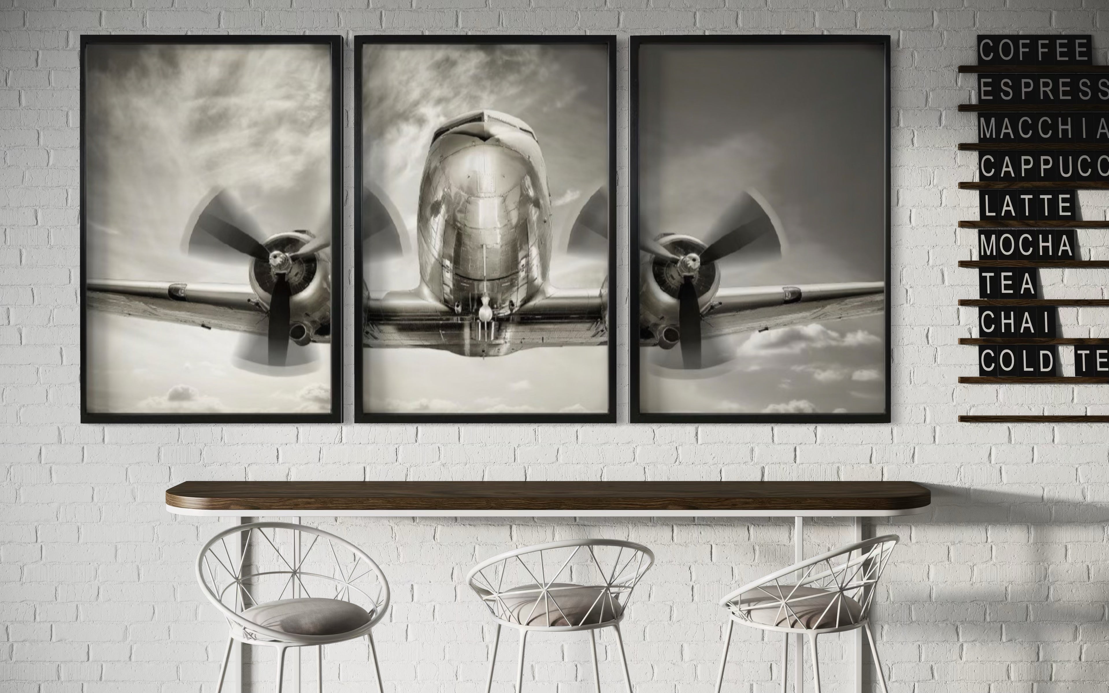 Set de 3 Cuadros Decorativos Vehículos 023 - Avión