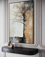 Cargar imagen en el visor de la galería, Cuadro Decorativo Abstracto Negro Arena 2-215 Árbol Minimalista y Elegante en Dorado y Tonos Neutros Oro
