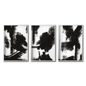 Set Cuadros Decorativos Abstracto Negro Arena 060 - Estilo Minimalista en Blanco y Negro-Para Sala