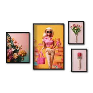 Set Cuadros Decorativos Pink 060 - Barbie Flores