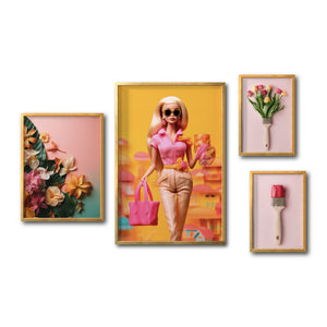 Set Cuadros Decorativos Pink 060 - Barbie Flores