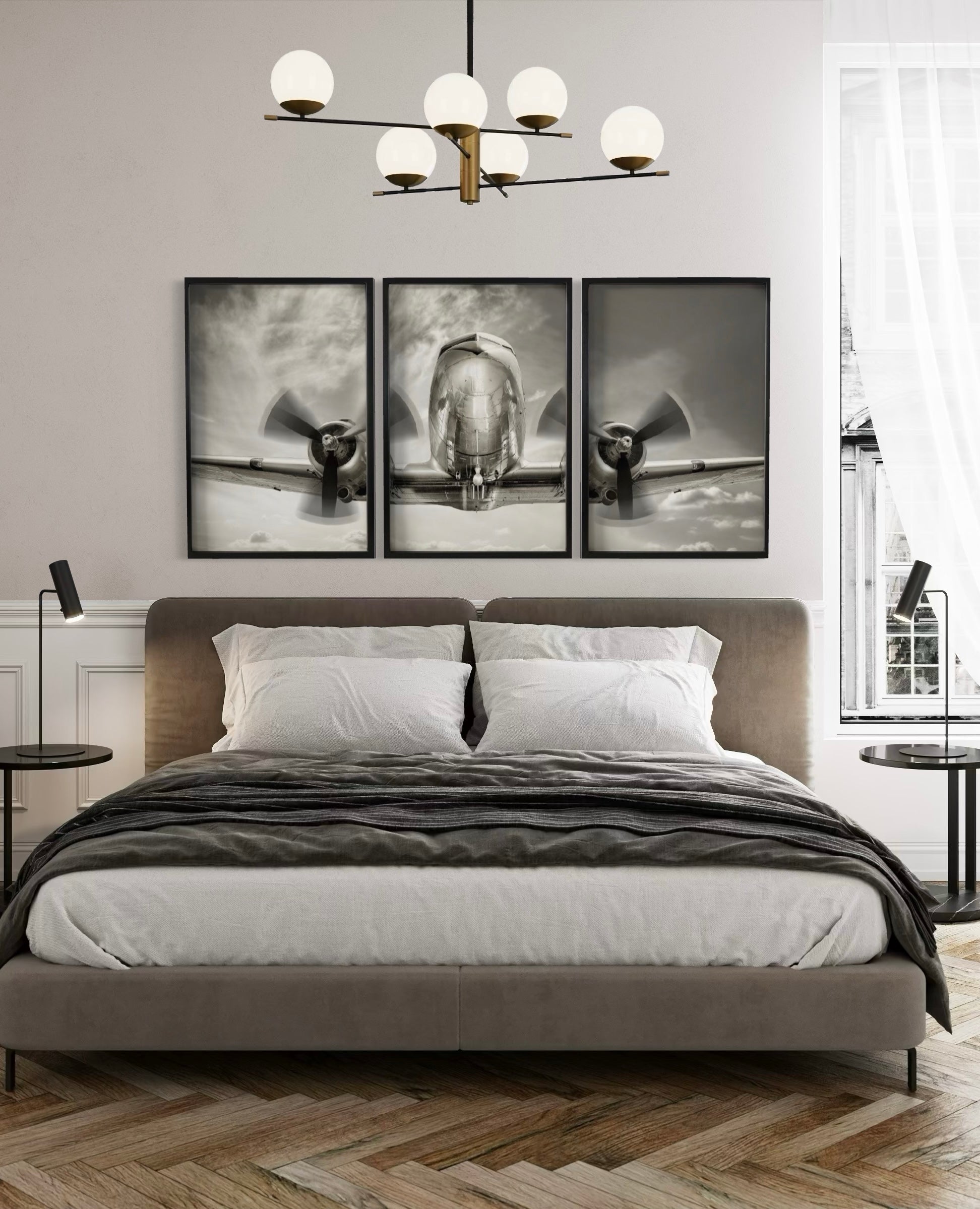 Set de 3 Cuadros Decorativos Vehículos 023 - Avión