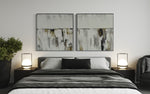 Cargar imagen en el visor de la galería, Set Cuadros Decorativos Abstracto Negro Arena 2 - 203 - Diptico Moderno y Minimalista Estilo Nordico en Tonos Neutros y un toque de Dorado Oro
