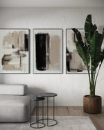 Cargar imagen en el visor de la galería, Set Cuadros Decorativos Abstracto Negro Arena 2 - 204 - Triptico Moderno Arte Minimalista estilo Nordico Boho en Tonos Neutros

