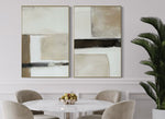 Cargar imagen en el visor de la galería, Set Cuadros Decorativos Abstracto Negro Arena 2 - 239 - Diptico Moderno y Minimalista en Negro, Beige y Cafe Tonos Neutros
