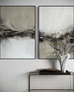 Cargar imagen en el visor de la galería, Set Cuadros Decorativos Abstracto Negro Arena 2 - 238 - Diptico Moderno y Elegante Arte Estilo Nordico Tonos Neutros
