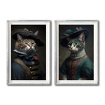 Cargar imagen en el visor de la galería, Set Cuadros Decorativos Animales de Época 066 - Pareja Gatos Aristócratas
