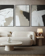 Cargar imagen en el visor de la galería, Set Cuadros Decorativos Abstracto Negro Arena 2 - 243 - Triptico Moderno y Elegante Estilo Nordico Boho Tonos Neutros
