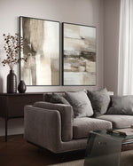 Cargar imagen en el visor de la galería, Set Cuadros Decorativos Abstracto Negro Arena 2 - 211 - Diptico en Tonos Tierra Colores Neutros Arte Moderno y Minimalista Estilo Nordico
