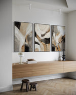 Cargar imagen en el visor de la galería, Set Cuadros Decorativos Abstracto Negro Arena 2 - 206 - Triptico Minimalista Arte Moderno y Elegante Estilo Nordico en Tonos Neutros
