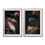 Cargar imagen en el visor de la galería, Set Cuadros Decorativo Animales de Época 067 - Flamingo y Pavo Real Vintage
