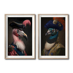 Cargar imagen en el visor de la galería, Set Cuadros Decorativo Animales de Época 067 - Flamingo y Pavo Real Vintage
