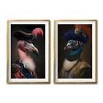 Cargar imagen en el visor de la galería, Set Cuadros Decorativo Animales de Época 067 - Flamingo y Pavo Real Vintage
