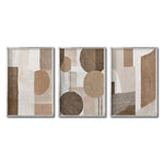 Cargar imagen en el visor de la galería, Set de 3 Cuadros Decorativos Abstracto Negro Arena 067 - Estilo Boho en tonos Tierra, Beige y Marron
