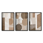 Cargar imagen en el visor de la galería, Set de 3 Cuadros Decorativos Abstracto Negro Arena 067 - Estilo Boho en tonos Tierra, Beige y Marron
