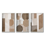 Cargar imagen en el visor de la galería, Set de 3 Cuadros Decorativos Abstracto Negro Arena 067 - Estilo Boho en tonos Tierra, Beige y Marron
