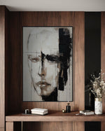 Cargar imagen en el visor de la galería, Cuadro Decorativo Abstracto Negro Arena 2-220 Cara Estilo Nordico Arte Moderno Rostro en Tonos Neutros
