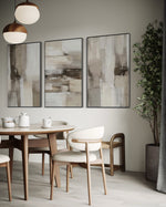 Cargar imagen en el visor de la galería, Set Cuadros Decorativos Abstracto Negro Arena 2 - 211 - Triptico En tonos Beige y Cafe Colores Neutros Arte Moderno Estilo Boho Nordico
