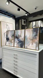 Cargar imagen en el visor de la galería, Set de 3 Cuadros Decorativos Abstract Colors 3 - 303 - Arte Contemporáneo en Tonos Azul, Aqua, Beige y Terracota-Triptico
