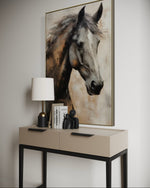 Cargar imagen en el visor de la galería, Cuadro Decorativo Abstracto Negro Arena 2 - 207 Caballo Estilo Nordico Arte Moderno en Tonos Neutros, Beige, Terracota, Negro y Gris

