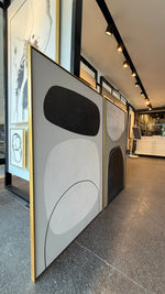 Cargar imagen en el visor de la galería, Set 2 Cuadros Decorativos Abstracto Negro Arena 017 - Estilo Boho Minimalista en tonos Neutros-Diptico
