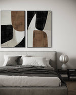 Cargar imagen en el visor de la galería, Set Cuadros Decorativos Abstracto Negro Arena 2 - 208 - Diptico Moderno y Elegante Estilo Nordico Boho en Tonos Neutros
