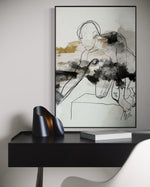 Cargar imagen en el visor de la galería, Cuadro Decorativo Abstracto Negro Arena 2-235 Silueta Humana Arte Lineal Moderno y Minimalista Tonos Neutros
