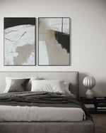 Cargar imagen en el visor de la galería, Set Cuadros Decorativos Abstracto Negro Arena  2 - 243 - Diptico Moderno Estilo Nordico Tonos Neutros
