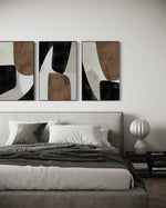 Cargar imagen en el visor de la galería, Set Cuadros Decorativos Abstracto Negro Arena 2-208 - Triptico Minimalista Estilo Nordico Arte Moderno y Elegante en Tonos Neutros
