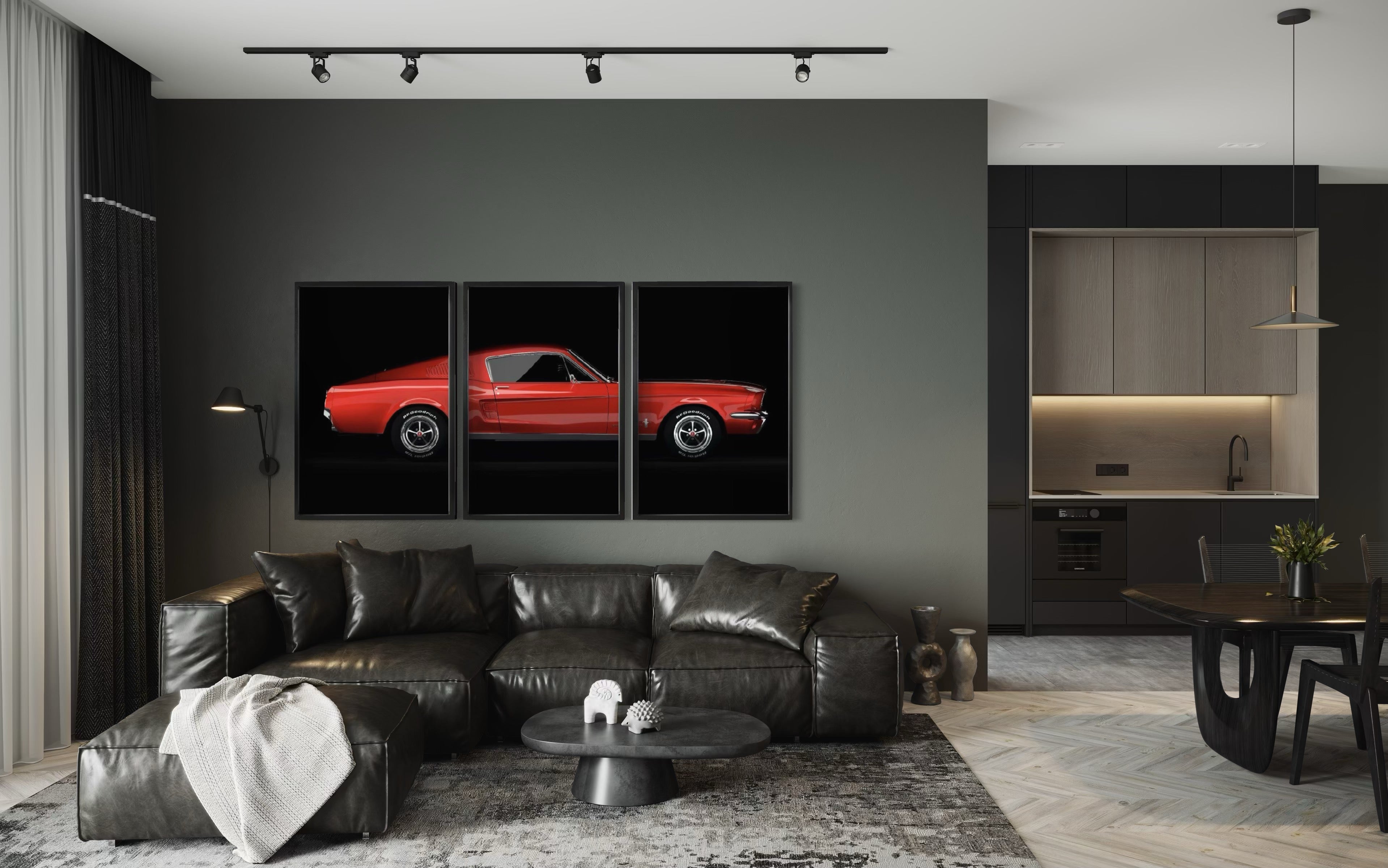 Set de Cuadros Decorativos Vehículos 011 -Auto Clásico Ford Mustang