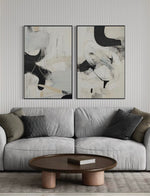 Cargar imagen en el visor de la galería, Set Cuadros Decorativos Abstracto Negro Arena 2 - 221 - Diptico Moderno Arte Minimalista Estilo Nordico Tonos Neutros
