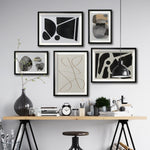 Cargar imagen en el visor de la galería, Set 5 Cuadros Decorativos Abstracto Negro Arena 071 - Para Credenza
