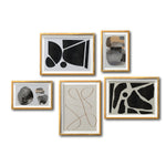 Cargar imagen en el visor de la galería, Set 5 Cuadros Decorativos Abstracto Negro Arena 071 - Para Credenza
