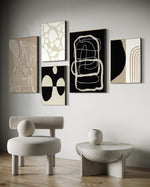 Cargar imagen en el visor de la galería, Set Cuadros Decorativos Abstracto Negro Arena 2 - 230A- 5piezas Arte Moderno Estilo Nordico Tonos Neutros
