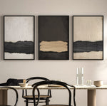 Cargar imagen en el visor de la galería, Set Cuadros Decorativos Abstracto Negro Arena 2 - 241 - Triptico Moderno y Elegante Arte Minimalista Estilo Nordico Tonos Neutros
