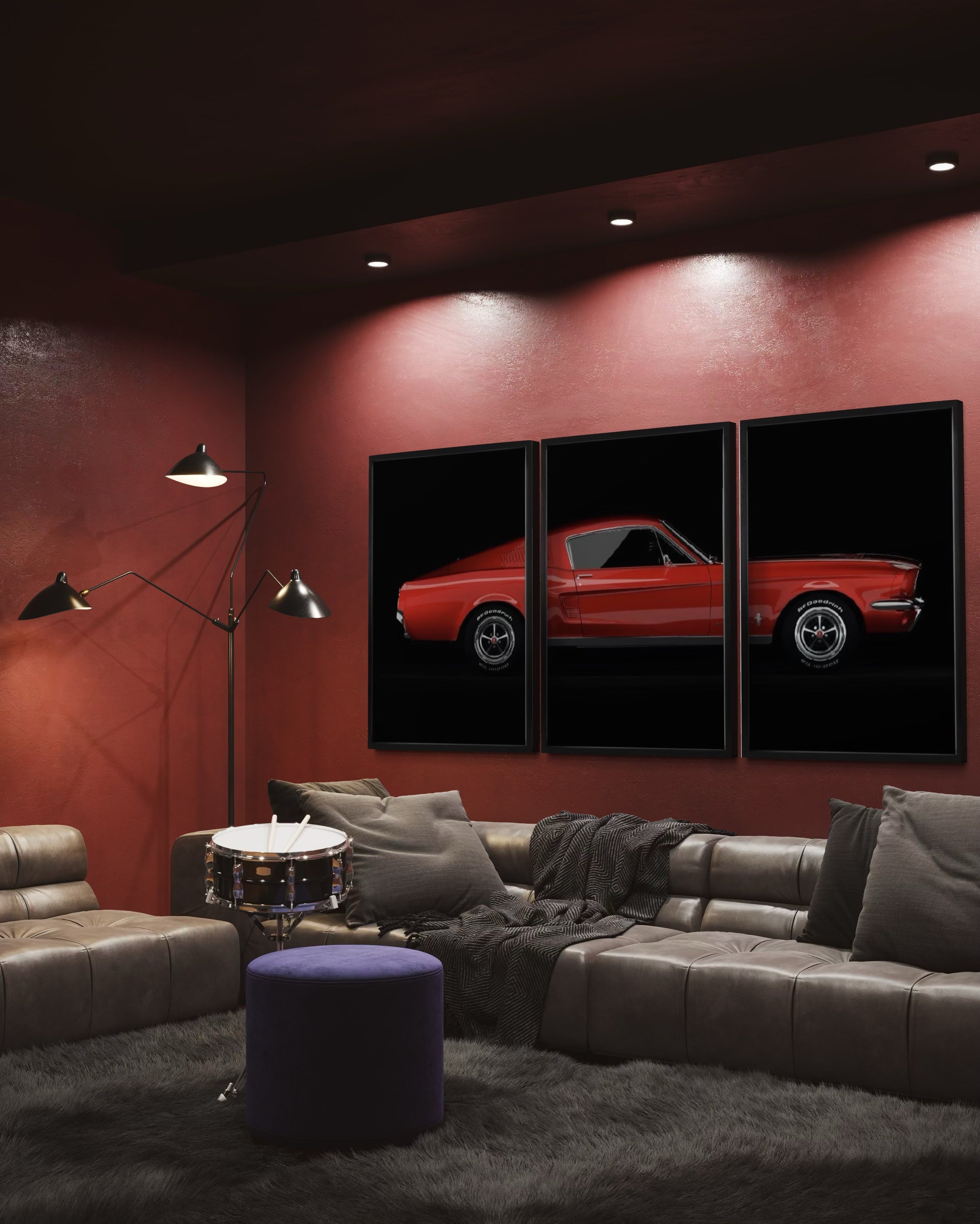 Set de Cuadros Decorativos Vehículos 011 -Auto Clásico Ford Mustang