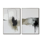 Cargar imagen en el visor de la galería, Set 2 Cuadros Decorativos Abstracto Negro Arena 072 ac - Para Credenza

