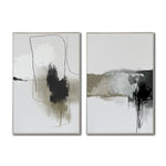 Cargar imagen en el visor de la galería, Set 2 Cuadros Decorativos Abstracto Negro Arena 072 ac - Para Credenza
