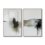 Cargar imagen en el visor de la galería, Set 2 Cuadros Decorativos Abstracto Negro Arena 072 ac - Para Credenza

