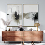 Cargar imagen en el visor de la galería, Set 2 Cuadros Decorativos Abstracto Negro Arena 072 ac - Para Credenza
