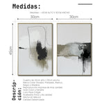 Cargar imagen en el visor de la galería, Set 2 Cuadros Decorativos Abstracto Negro Arena 072 ac - Para Credenza
