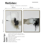 Cargar imagen en el visor de la galería, Set 2 Cuadros Decorativos Abstracto Negro Arena 072 ac - Para Credenza
