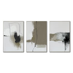 Cargar imagen en el visor de la galería, Set de 3 Cuadros Decorativos Abstracto Negro Arena 072 abc - Para Credenza
