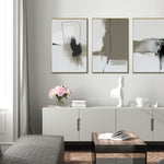 Cargar imagen en el visor de la galería, Set de 3 Cuadros Decorativos Abstracto Negro Arena 072 abc - Para Credenza

