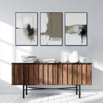 Cargar imagen en el visor de la galería, Set de 3 Cuadros Decorativos Abstracto Negro Arena 072 abc - Para Credenza
