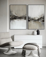 Cargar imagen en el visor de la galería, Set Cuadros Decorativos Abstracto Negro Arena 2 - 238 - Diptico Moderno y Elegante Arte Estilo Nordico Tonos Neutros
